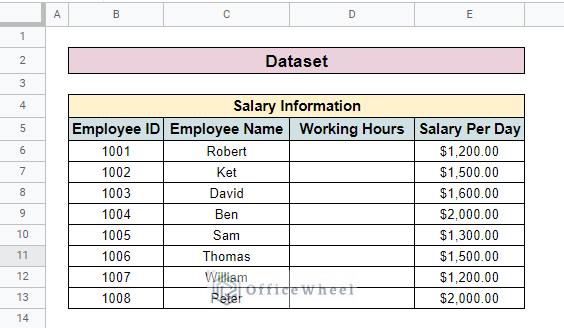 dataset for vlookup between two google sheets