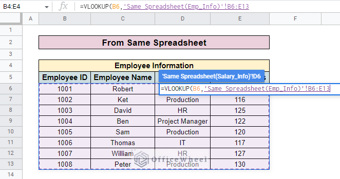insert data range in vlookup formula