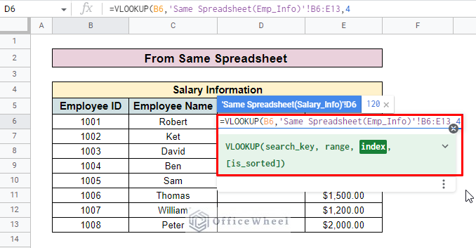 vlookup between two google sheets