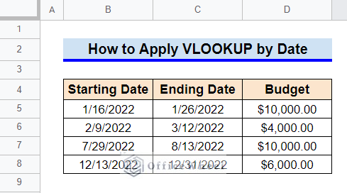 vlookup date google sheets