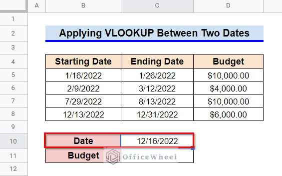 Applying VLOOKUP Between two Dates in Google Sheets