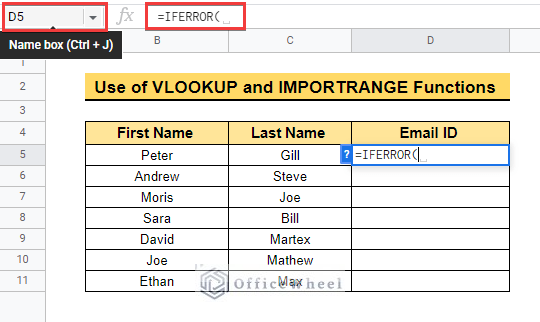 Combining IFERROR, VLOOKUP, and IMPORTRANGE Functions in google sheets