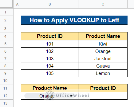 VLOOKUP to Left in Google Sheets