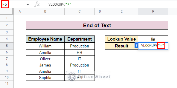 insert wildcard symbol in vlookup function
