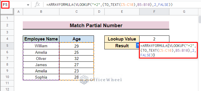 insert arrayformula with vlookup function