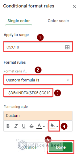 Applying Conditional Formatting Rules