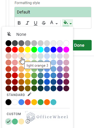 Selecting custom color