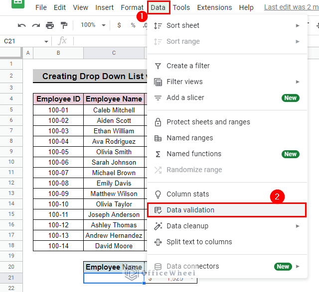 select data validation