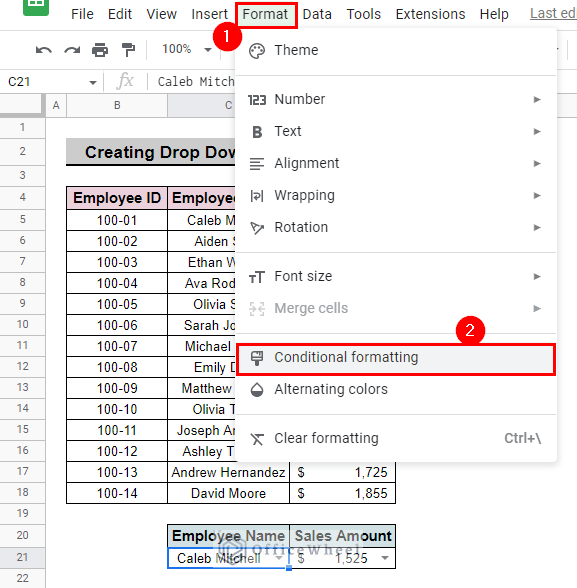 select conditional formatting