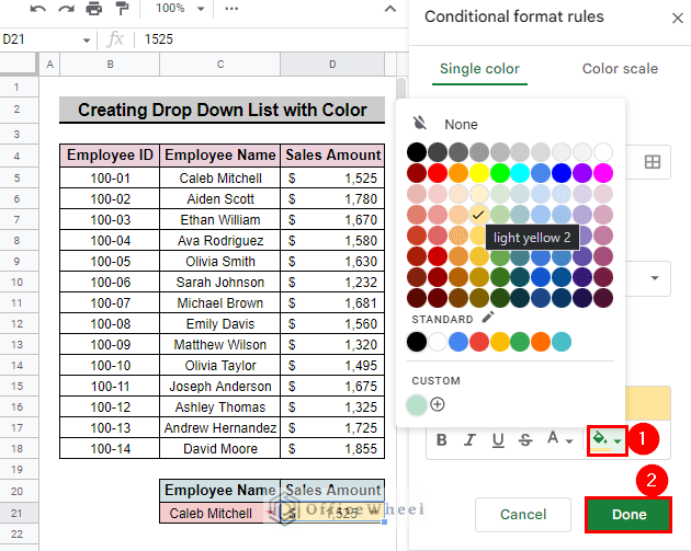select custom color