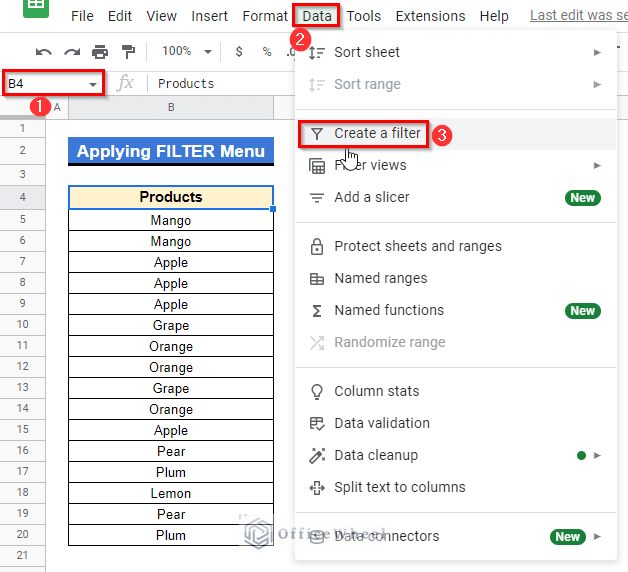 Applying Custom Formula in Filter Menu to filter unique rows in google sheets