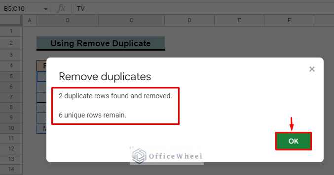 find duplicates and unique values in google sheets