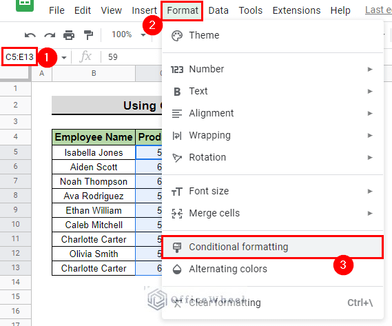 select conditional formatting