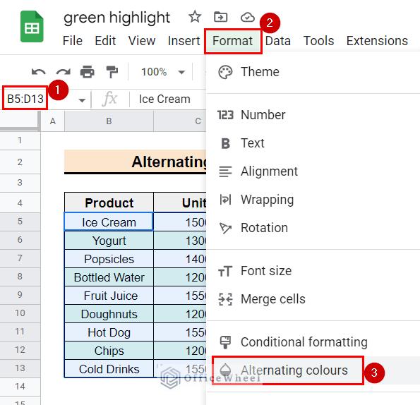 selecting options to delete alternating colors