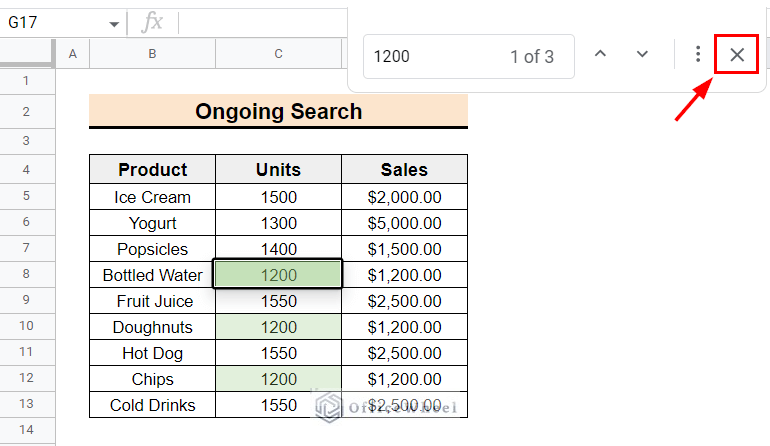 selecting trash to remove ongoing search