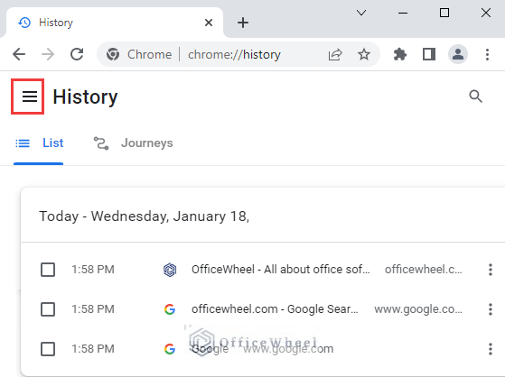 Clicking hamburger menu