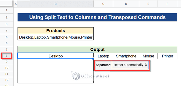 Showing Splitted Values in Different Columns