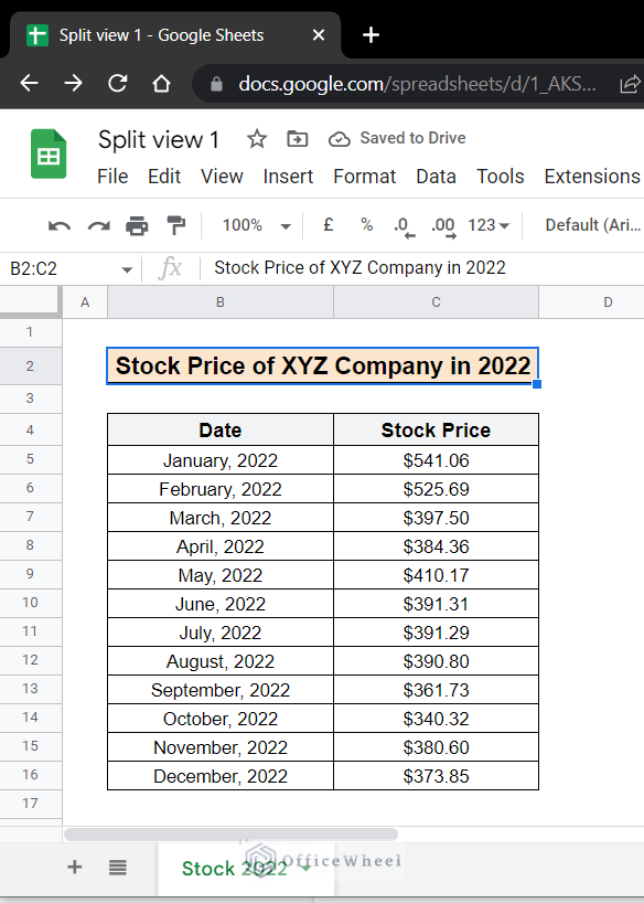 Dataset for the first spreadsheet for the article