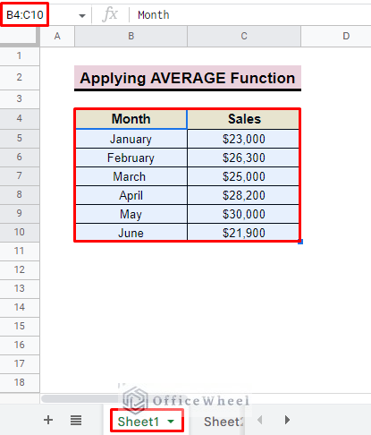 insert data in sheet1
