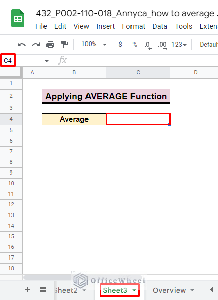 select cell in the main spreadsheet.