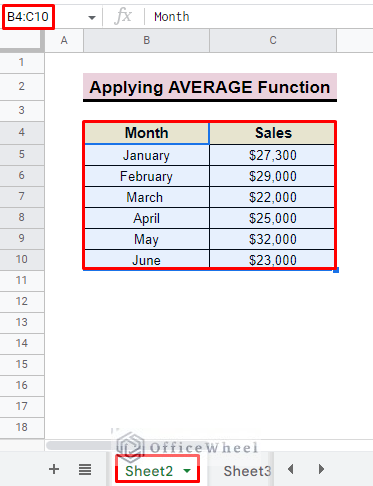insert data in sheet2