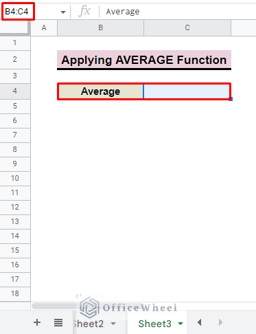 add average cell in sheet3