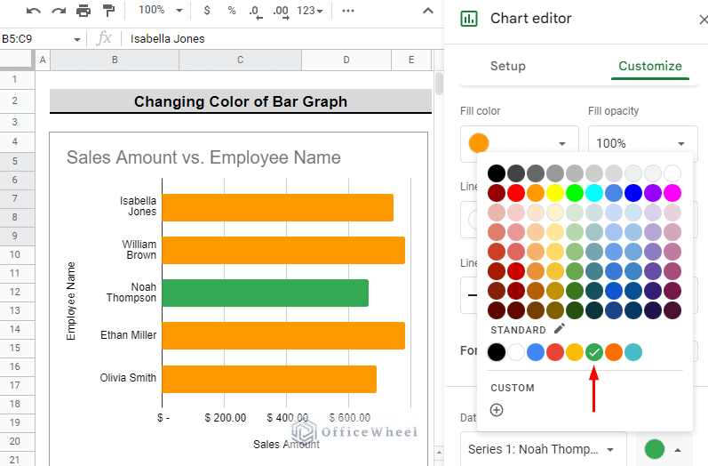 select color for particular name