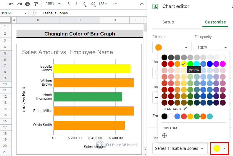 select the color for the new point