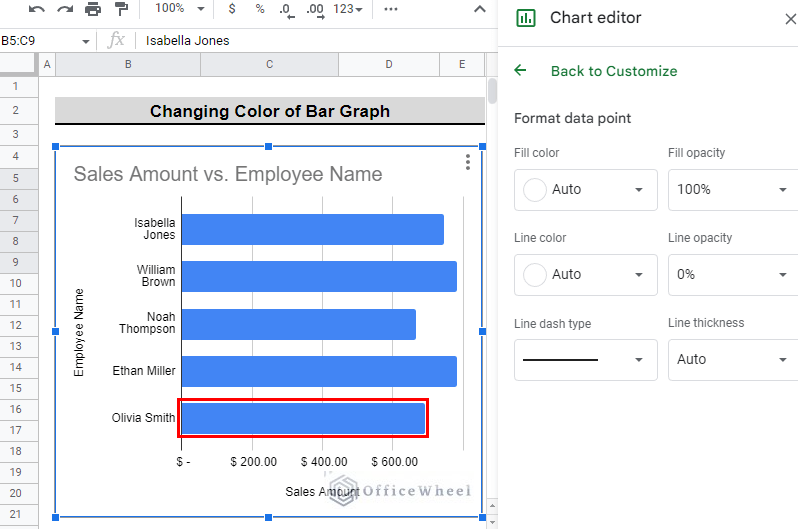 select individual bar from graph