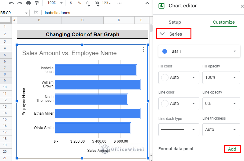 select Add in the Format data point