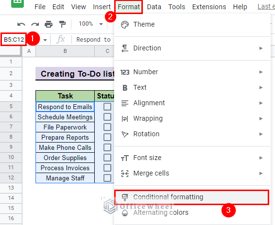 select conditional formatting