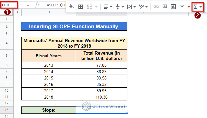 Inserting SLOPE Function Manually