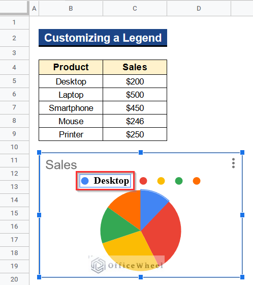 Double-Clicking Legend on Pie Chart to Open Chart Editor Window.