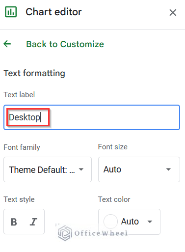 Formatting Text under Chart Editor Window