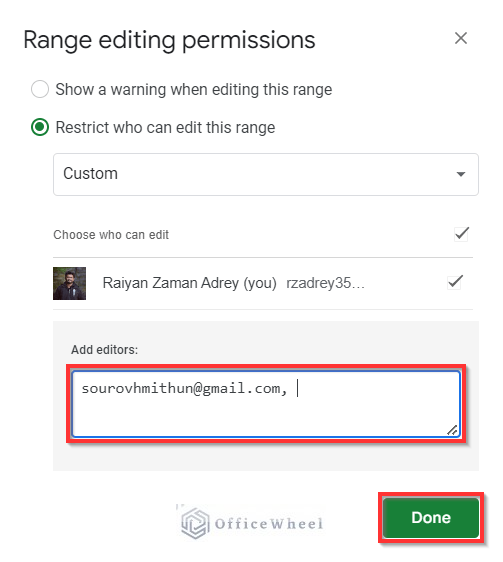 adding editors who can edit the protected cell ranges