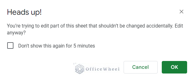 showing warning while editing