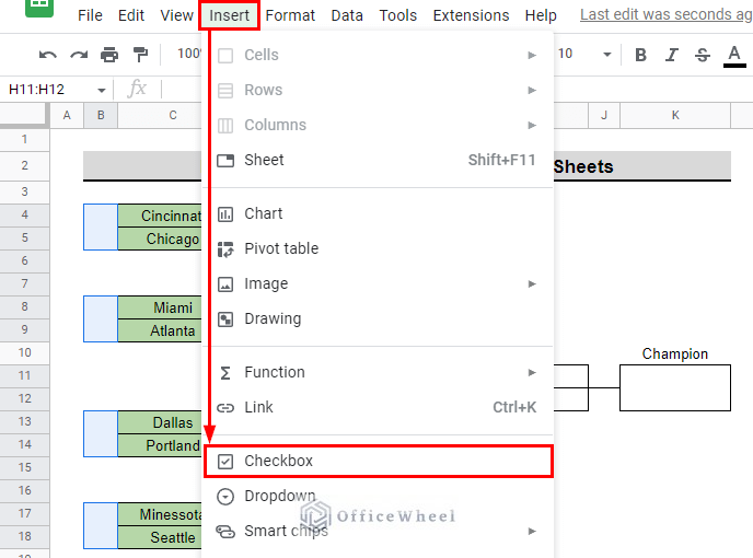 insert checkboxes