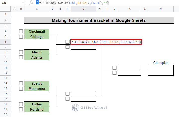 insrt formula to select progressing teams