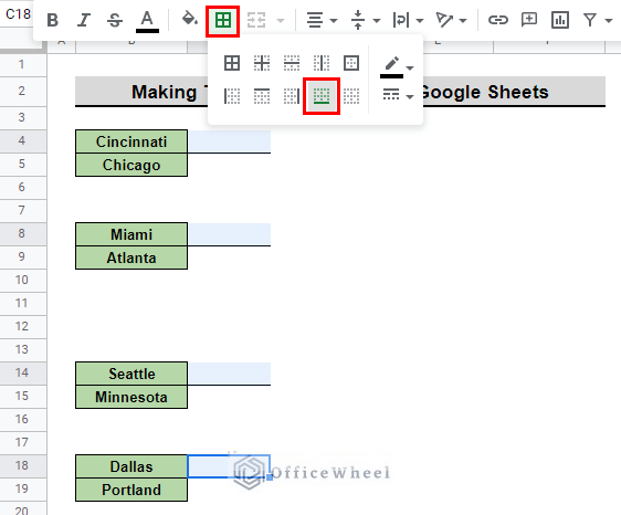 select bottom border for the progress lines