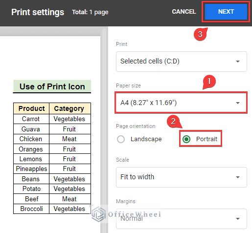Changing Paper size and Page orientation
