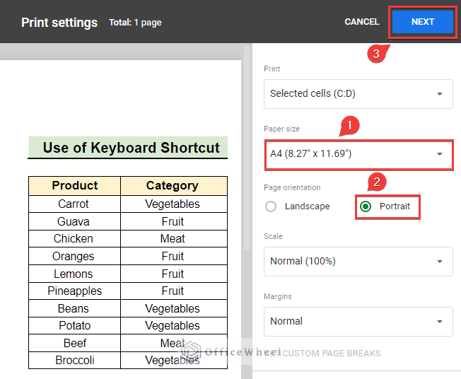 Changing Paper size and Page orientation