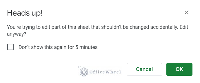 Output after Warning Users Before Editing