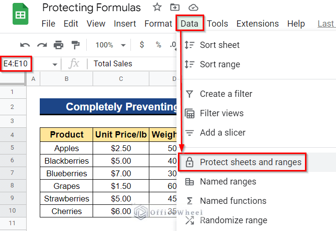 Completely Preventing Changes for All Users to Protect Formulas in Google Sheets