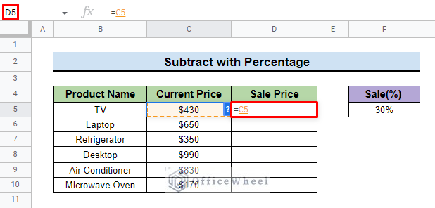 input cell for the formula