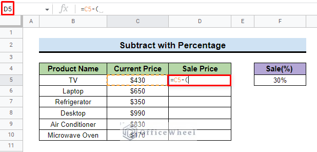 put bracket to insert formula