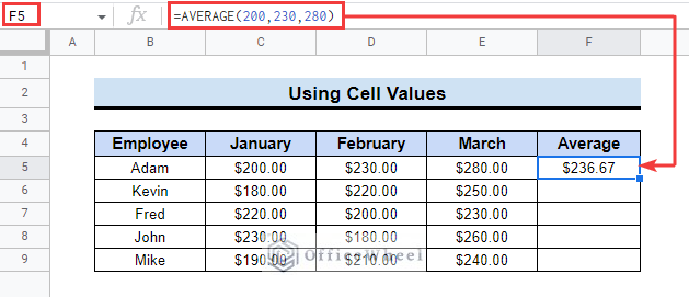 Inserting formula