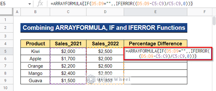 Combining ARRAYFORMULA, IF, and IFERROR Functions