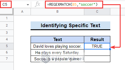 Identify Specific Text in a Range using regexmatch in google sheets