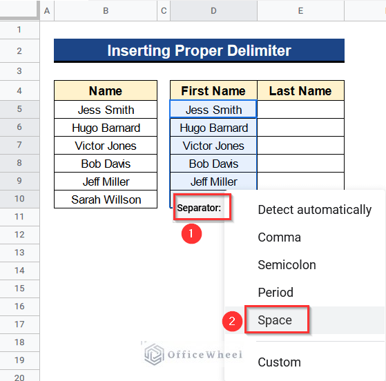 Choosing Space As A Delimiter Under Separator Menu