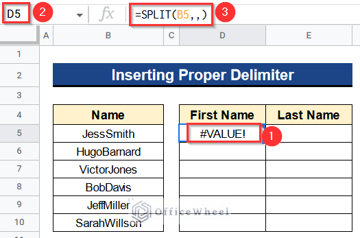 SPLIT Function Is Not Working in Google Sheets
